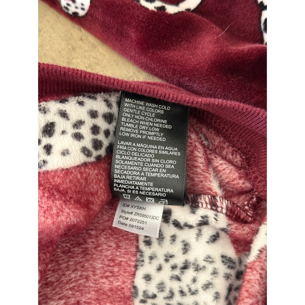Room Service Womens Burgundy Leopard Print Velvet Pajama Set Velour Joggers L - Picture 9 of 16